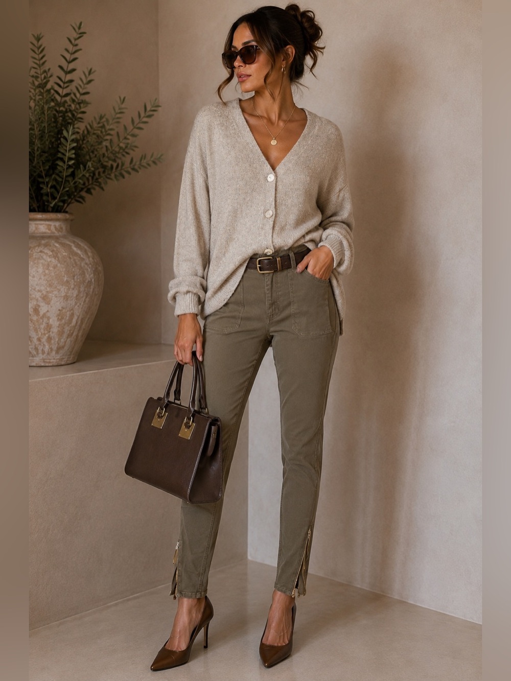 Banana Republic Olive Skinny Jeans with Ankle Zips